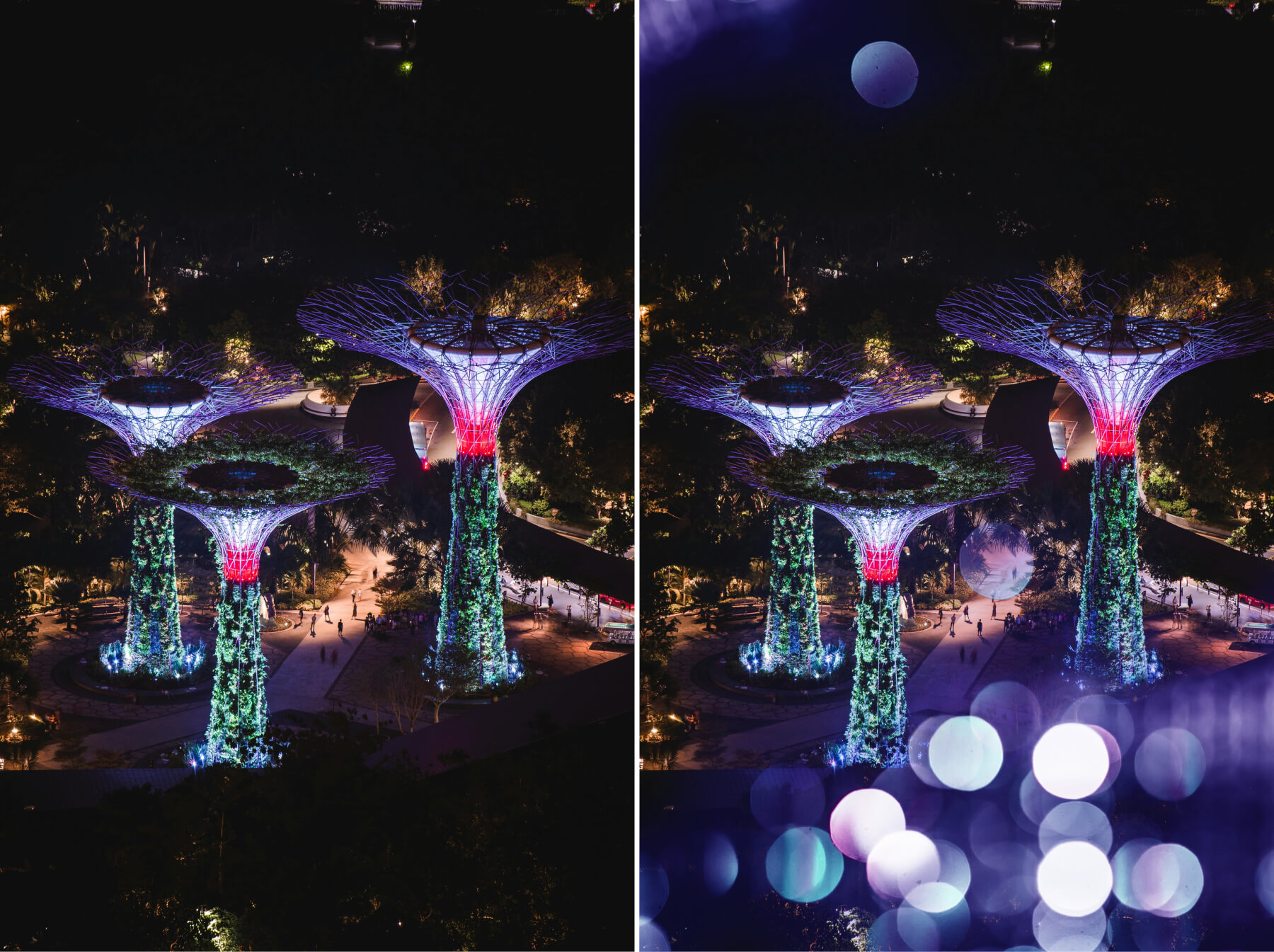 Singapore night bokeh photography